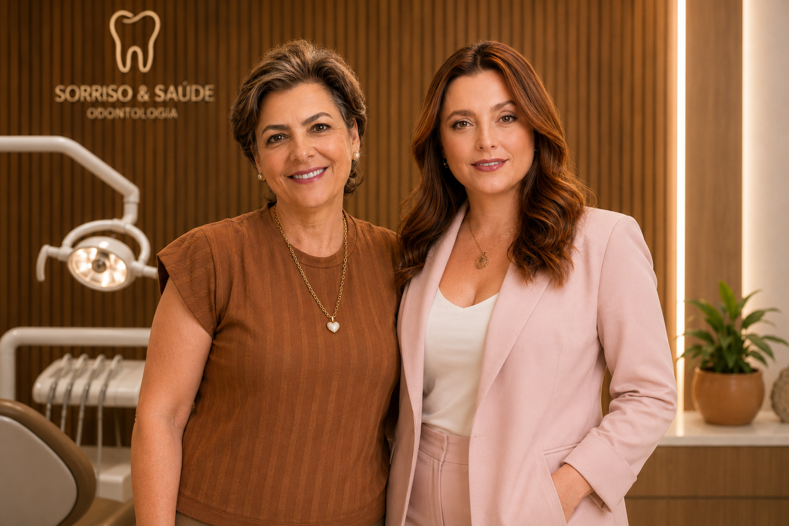 Dra. Gisele Matheus e Dra. Aline Demerdjian Matheus na clínica
